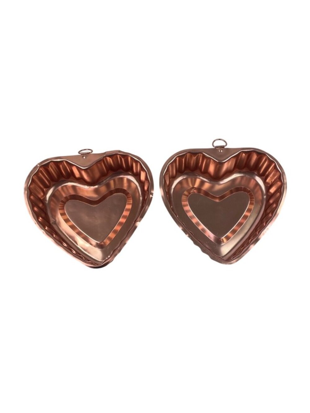 Set Of 2 Copper Heart-Shaped Jello Molds Decorative Kitchen Wall Hanging - Picture 7 of 10